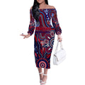 Personalised Demons NAIDOC Week 2024 Off The Shoulder Long Sleeve Dress Aussie Aboriginal Art