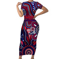Personalised Demons NAIDOC Week 2024 Short Sleeve Bodycon Dress Aussie Aboriginal Art