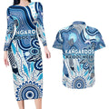 Personalised Kangaroos NAIDOC Week 2024 Couples Matching Long Sleeve Bodycon Dress and Hawaiian Shirt Aussie Aboriginal Art