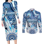 Personalised Kangaroos NAIDOC Week 2024 Couples Matching Long Sleeve Bodycon Dress and Long Sleeve Button Shirt Aussie Aboriginal Art