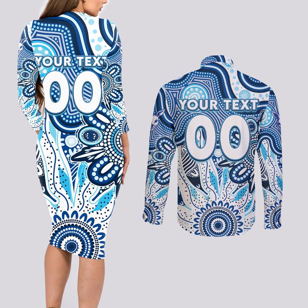 Personalised Kangaroos NAIDOC Week 2024 Couples Matching Long Sleeve Bodycon Dress and Long Sleeve Button Shirt Aussie Aboriginal Art
