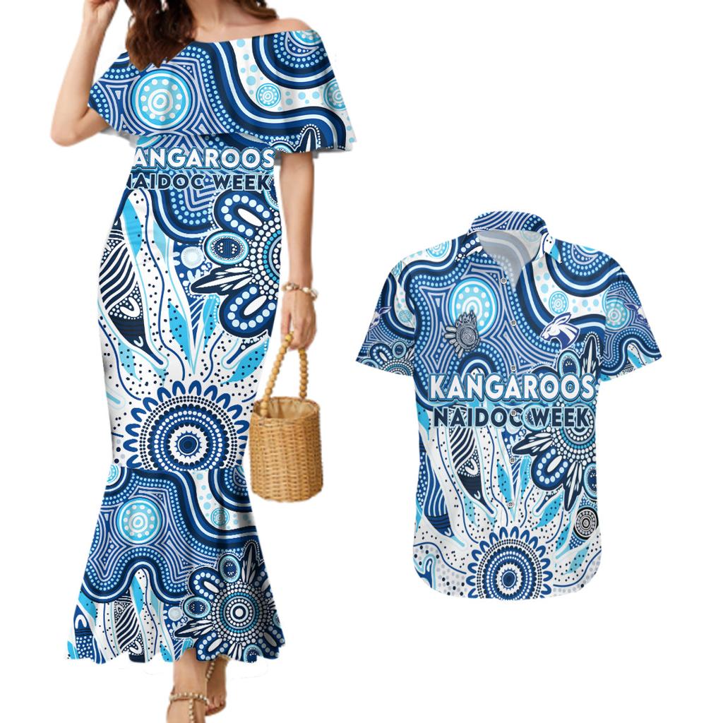 Personalised Kangaroos NAIDOC Week 2024 Couples Matching Mermaid Dress and Hawaiian Shirt Aussie Aboriginal Art