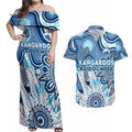 Personalised Kangaroos NAIDOC Week 2024 Couples Matching Off Shoulder Maxi Dress and Hawaiian Shirt Aussie Aboriginal Art