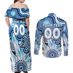 Personalised Kangaroos NAIDOC Week 2024 Couples Matching Off Shoulder Maxi Dress and Long Sleeve Button Shirt Aussie Aboriginal Art