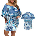 Personalised Kangaroos NAIDOC Week 2024 Couples Matching Off Shoulder Short Dress and Hawaiian Shirt Aussie Aboriginal Art