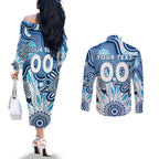 Personalised Kangaroos NAIDOC Week 2024 Couples Matching Off The Shoulder Long Sleeve Dress and Long Sleeve Button Shirt Aussie Aboriginal Art