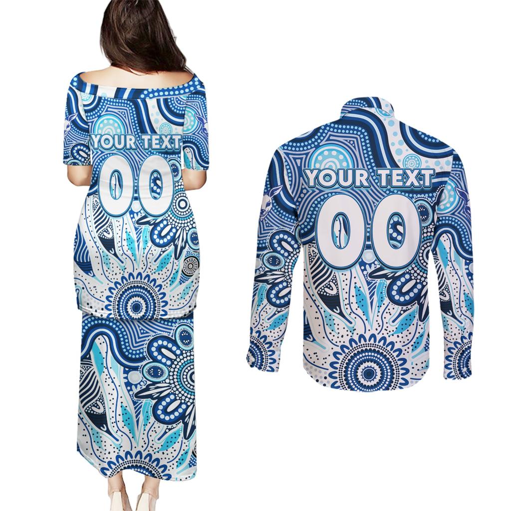 Personalised Kangaroos NAIDOC Week 2024 Couples Matching Puletasi and Long Sleeve Button Shirt Aussie Aboriginal Art