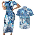 Personalised Kangaroos NAIDOC Week 2024 Couples Matching Short Sleeve Bodycon Dress and Hawaiian Shirt Aussie Aboriginal Art