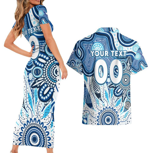 Personalised Kangaroos NAIDOC Week 2024 Couples Matching Short Sleeve Bodycon Dress and Hawaiian Shirt Aussie Aboriginal Art
