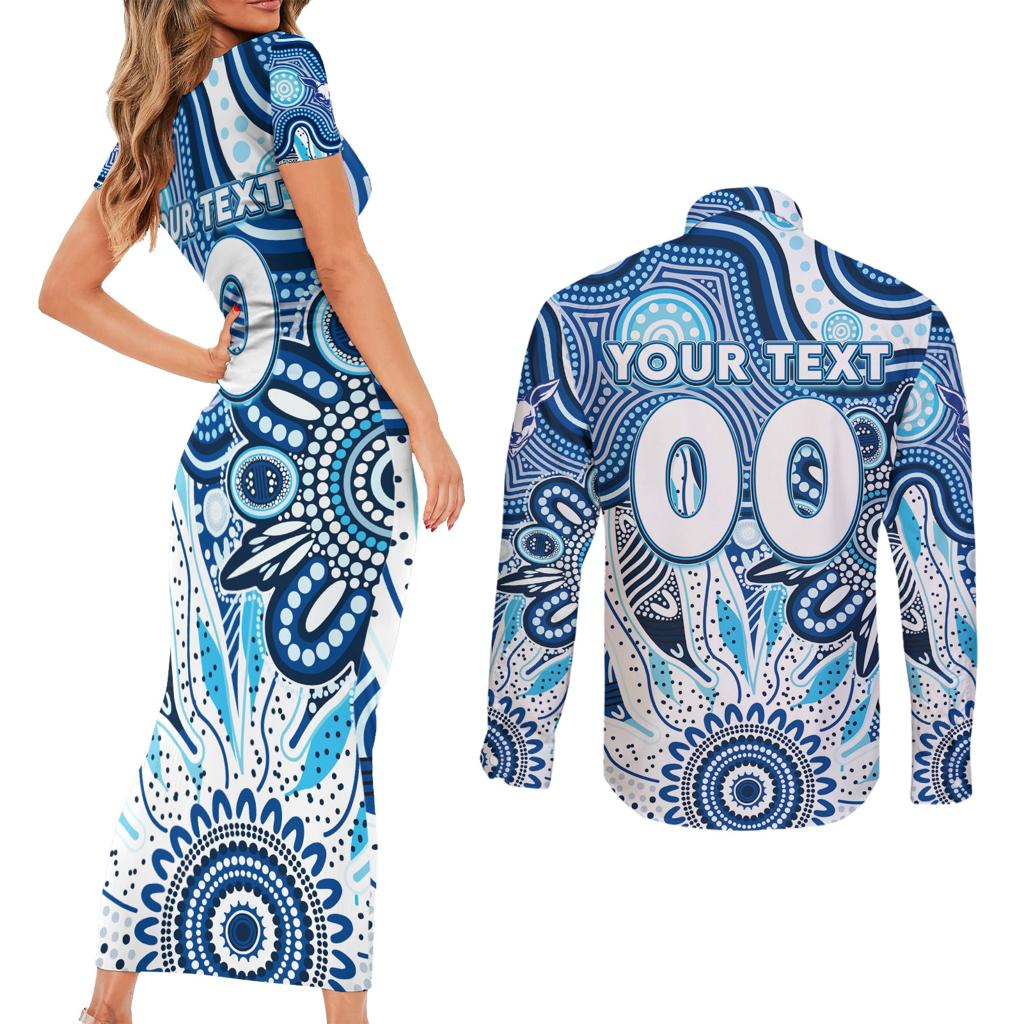 Personalised Kangaroos NAIDOC Week 2024 Couples Matching Short Sleeve Bodycon Dress and Long Sleeve Button Shirt Aussie Aboriginal Art