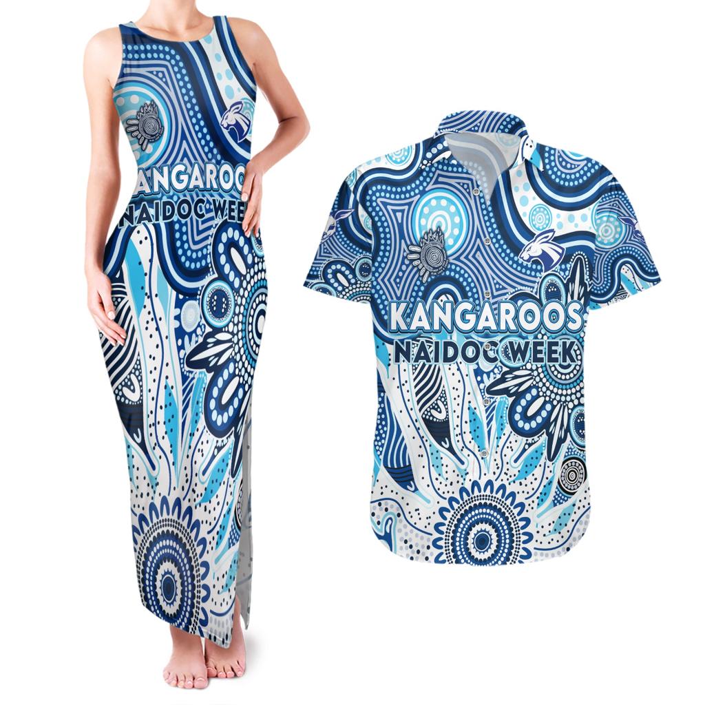 Personalised Kangaroos NAIDOC Week 2024 Couples Matching Tank Maxi Dress and Hawaiian Shirt Aussie Aboriginal Art
