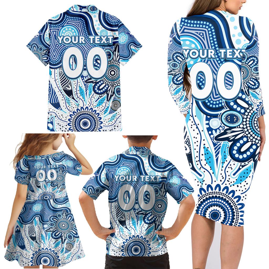 Personalised Kangaroos NAIDOC Week 2024 Family Matching Long Sleeve Bodycon Dress and Hawaiian Shirt Aussie Aboriginal Art