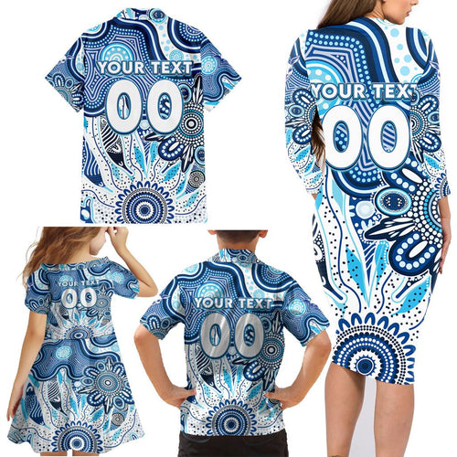 Personalised Kangaroos NAIDOC Week 2024 Family Matching Long Sleeve Bodycon Dress and Hawaiian Shirt Aussie Aboriginal Art