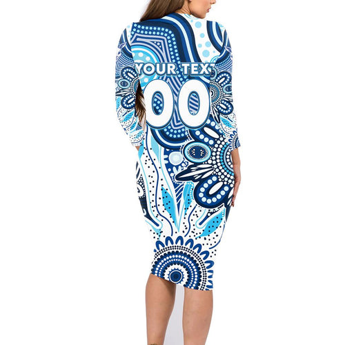 Personalised Kangaroos NAIDOC Week 2024 Family Matching Long Sleeve Bodycon Dress and Hawaiian Shirt Aussie Aboriginal Art