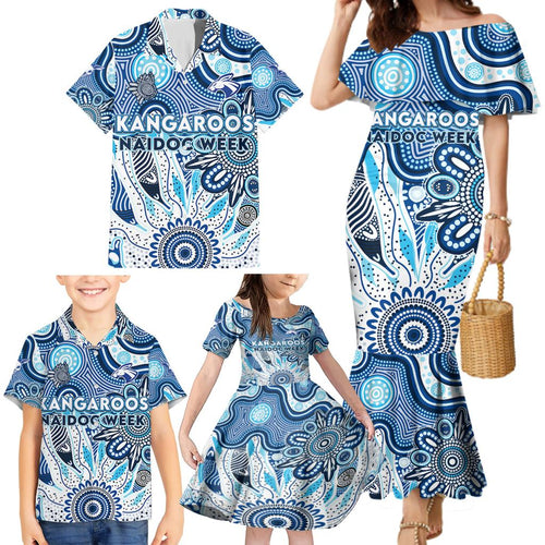 Personalised Kangaroos NAIDOC Week 2024 Family Matching Mermaid Dress and Hawaiian Shirt Aussie Aboriginal Art