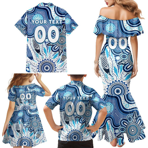 Personalised Kangaroos NAIDOC Week 2024 Family Matching Mermaid Dress and Hawaiian Shirt Aussie Aboriginal Art