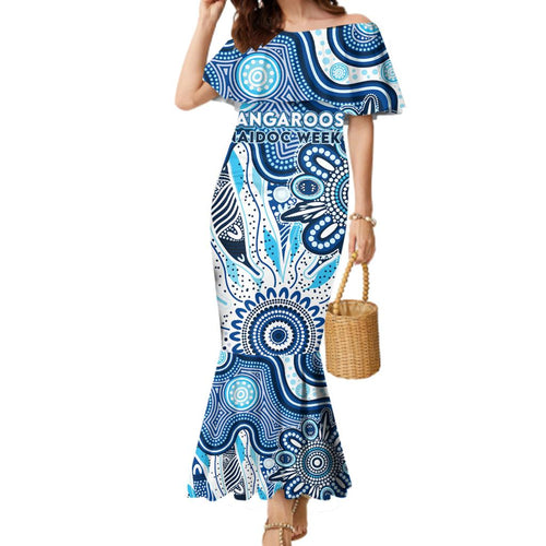 Personalised Kangaroos NAIDOC Week 2024 Family Matching Mermaid Dress and Hawaiian Shirt Aussie Aboriginal Art