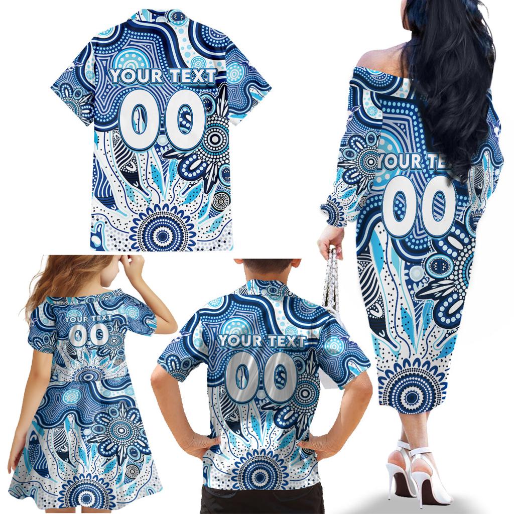 Personalised Kangaroos NAIDOC Week 2024 Family Matching Off The Shoulder Long Sleeve Dress and Hawaiian Shirt Aussie Aboriginal Art