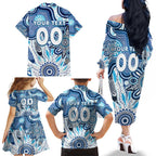Personalised Kangaroos NAIDOC Week 2024 Family Matching Off The Shoulder Long Sleeve Dress and Hawaiian Shirt Aussie Aboriginal Art