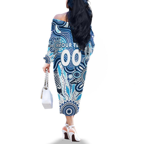 Personalised Kangaroos NAIDOC Week 2024 Family Matching Off The Shoulder Long Sleeve Dress and Hawaiian Shirt Aussie Aboriginal Art