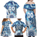 Personalised Kangaroos NAIDOC Week 2024 Family Matching Off Shoulder Maxi Dress and Hawaiian Shirt Aussie Aboriginal Art