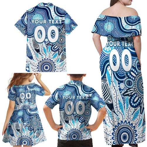 Personalised Kangaroos NAIDOC Week 2024 Family Matching Off Shoulder Maxi Dress and Hawaiian Shirt Aussie Aboriginal Art