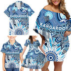 Personalised Kangaroos NAIDOC Week 2024 Family Matching Off Shoulder Short Dress and Hawaiian Shirt Aussie Aboriginal Art