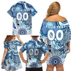 Personalised Kangaroos NAIDOC Week 2024 Family Matching Off Shoulder Short Dress and Hawaiian Shirt Aussie Aboriginal Art