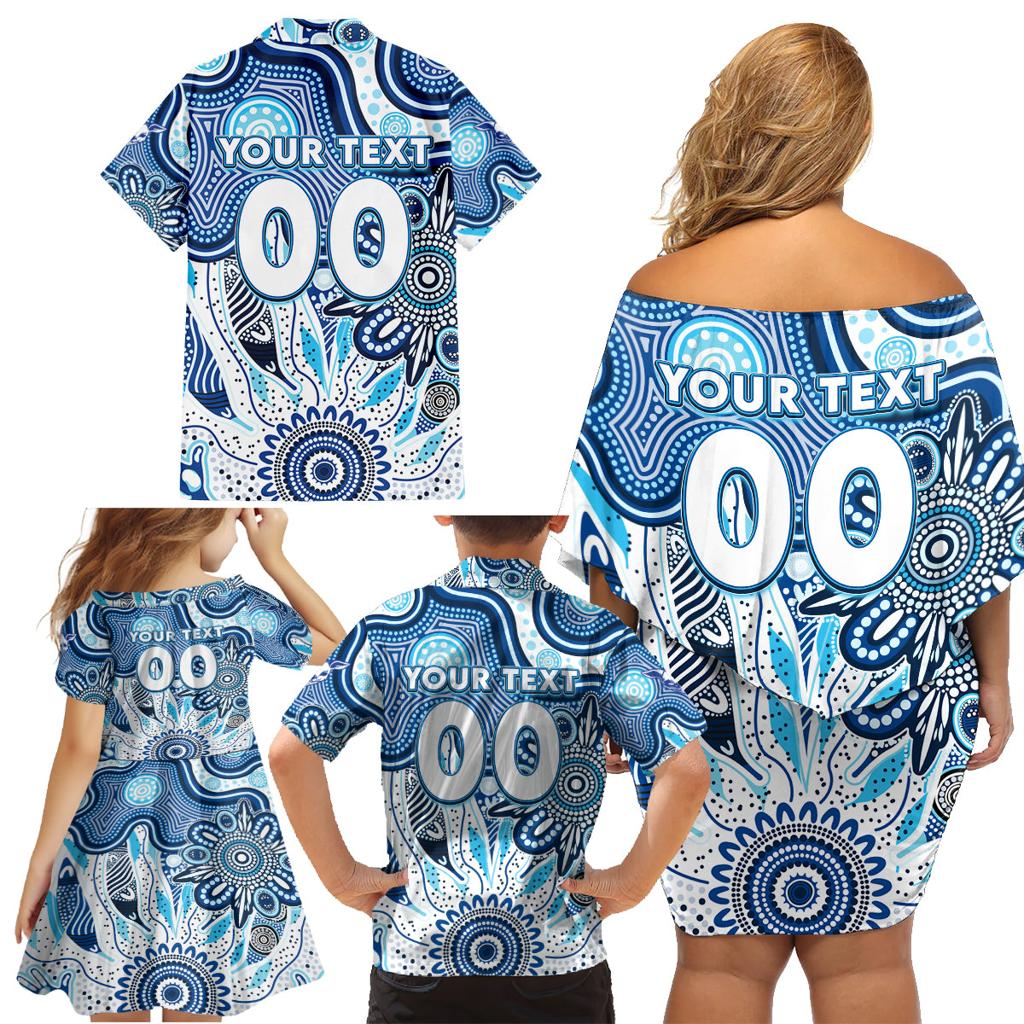 Personalised Kangaroos NAIDOC Week 2024 Family Matching Off Shoulder Short Dress and Hawaiian Shirt Aussie Aboriginal Art
