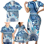 Personalised Kangaroos NAIDOC Week 2024 Family Matching Short Sleeve Bodycon Dress and Hawaiian Shirt Aussie Aboriginal Art