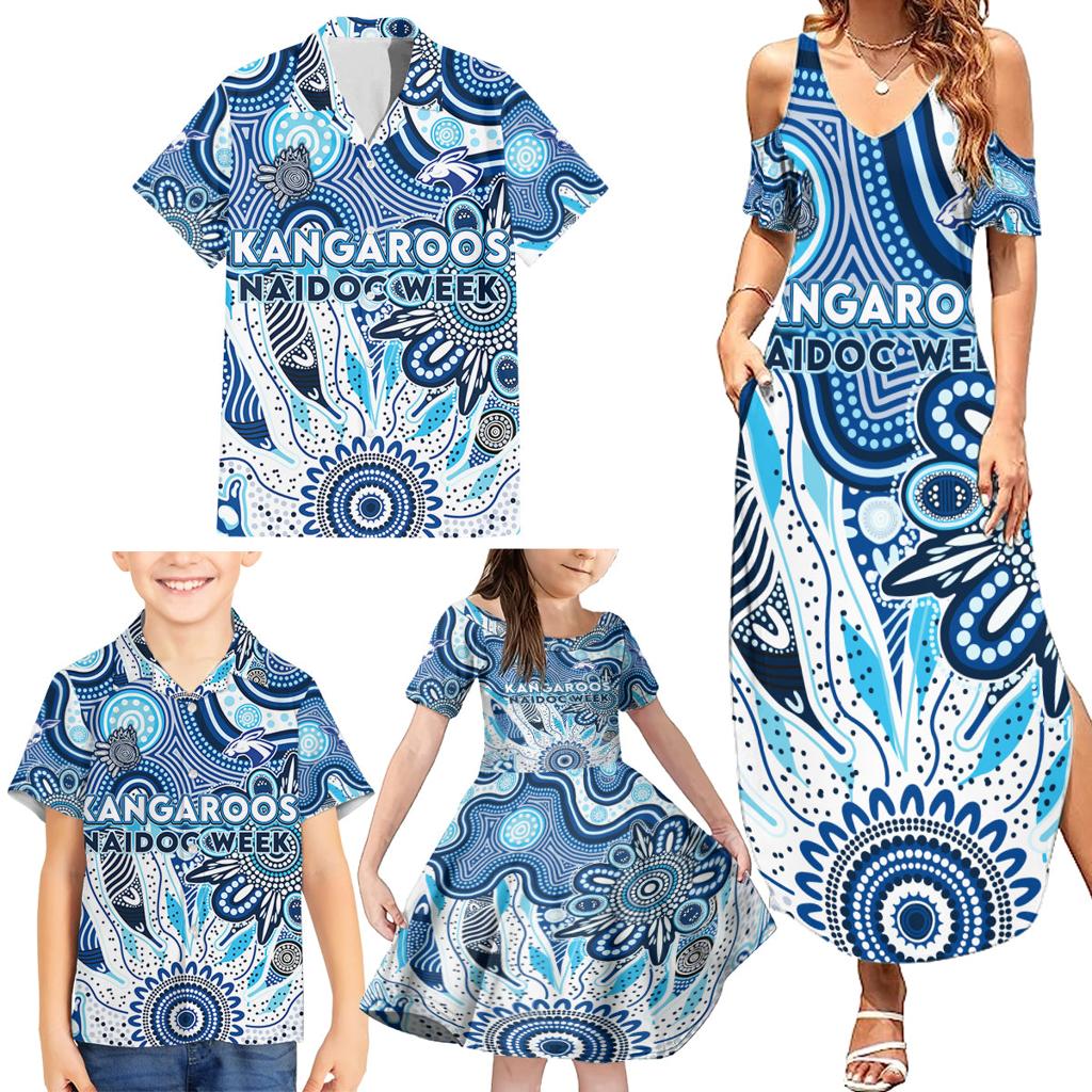 Personalised Kangaroos NAIDOC Week 2024 Family Matching Summer Maxi Dress and Hawaiian Shirt Aussie Aboriginal Art