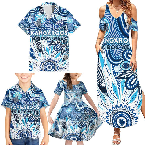 Personalised Kangaroos NAIDOC Week 2024 Family Matching Summer Maxi Dress and Hawaiian Shirt Aussie Aboriginal Art