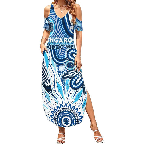 Personalised Kangaroos NAIDOC Week 2024 Family Matching Summer Maxi Dress and Hawaiian Shirt Aussie Aboriginal Art