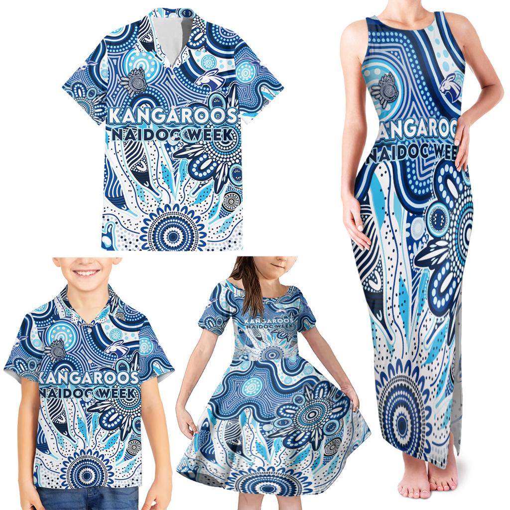 Personalised Kangaroos NAIDOC Week 2024 Family Matching Tank Maxi Dress and Hawaiian Shirt Aussie Aboriginal Art