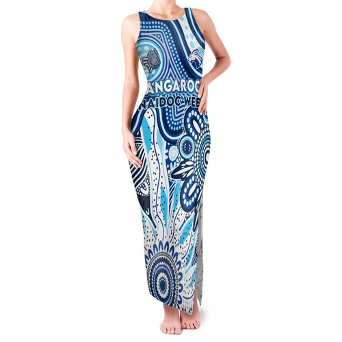 Personalised Kangaroos NAIDOC Week 2024 Family Matching Tank Maxi Dress and Hawaiian Shirt Aussie Aboriginal Art