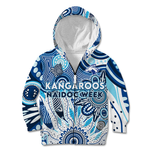 Personalised Kangaroos NAIDOC Week 2024 Kid Hoodie Aussie Aboriginal Art