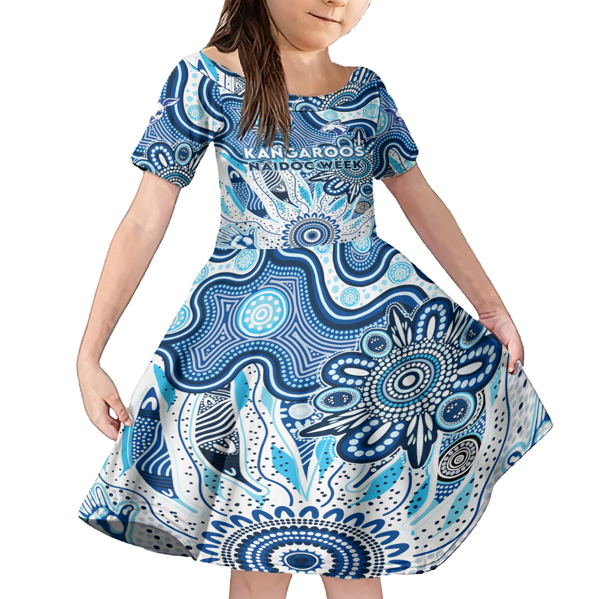 Personalised Kangaroos NAIDOC Week 2024 Kid Short Sleeve Dress Aussie Aboriginal Art