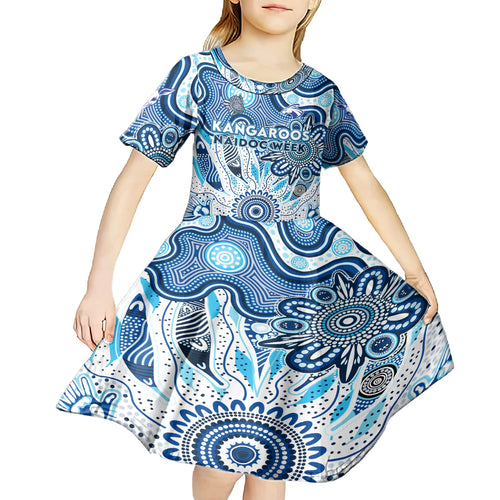 Personalised Kangaroos NAIDOC Week 2024 Kid Short Sleeve Dress Aussie Aboriginal Art