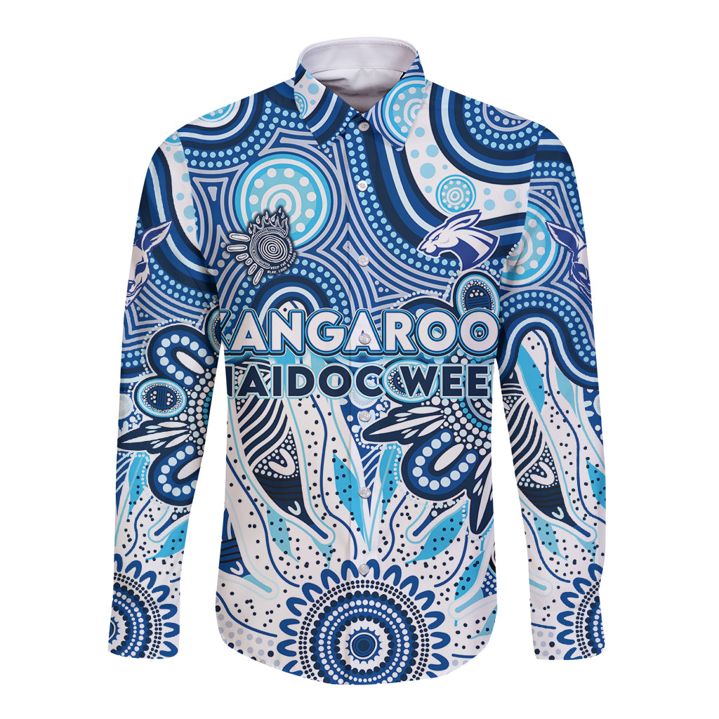 Personalised Kangaroos NAIDOC Week 2024 Long Sleeve Button Shirt Aussie Aboriginal Art