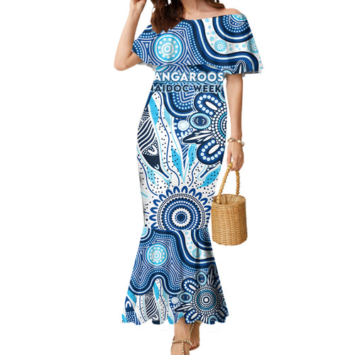 Personalised Kangaroos NAIDOC Week 2024 Mermaid Dress Aussie Aboriginal Art