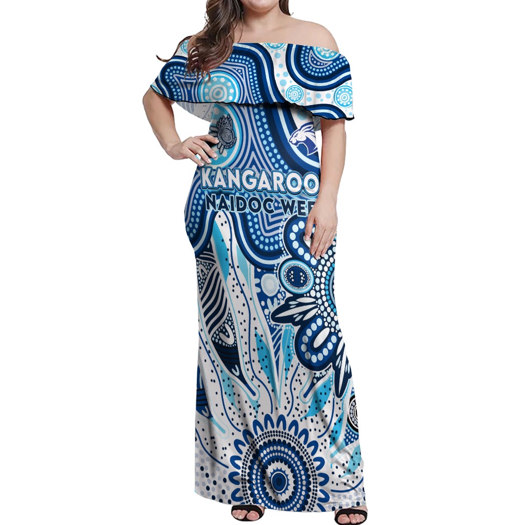 Personalised Kangaroos NAIDOC Week 2024 Off Shoulder Maxi Dress Aussie Aboriginal Art