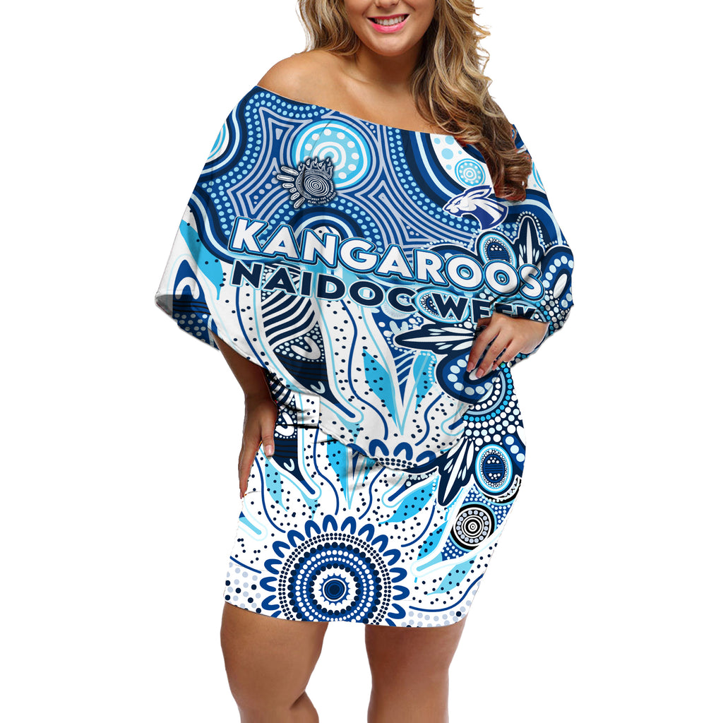 Personalised Kangaroos NAIDOC Week 2024 Off Shoulder Short Dress Aussie Aboriginal Art