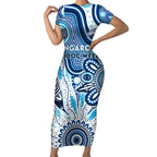 Personalised Kangaroos NAIDOC Week 2024 Short Sleeve Bodycon Dress Aussie Aboriginal Art