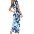 Personalised Kangaroos NAIDOC Week 2024 Short Sleeve Bodycon Dress Aussie Aboriginal Art
