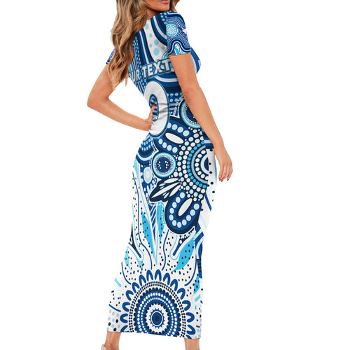 Personalised Kangaroos NAIDOC Week 2024 Short Sleeve Bodycon Dress Aussie Aboriginal Art