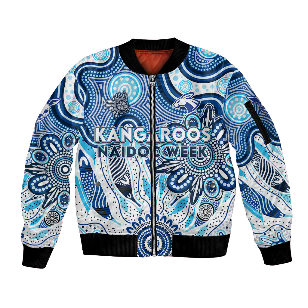 Personalised Kangaroos NAIDOC Week 2024 Sleeve Zip Bomber Jacket Aussie Aboriginal Art