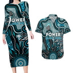 Personalised Power NAIDOC Week 2024 Couples Matching Long Sleeve Bodycon Dress and Hawaiian Shirt Aussie Aboriginal Art