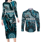 Personalised Power NAIDOC Week 2024 Couples Matching Long Sleeve Bodycon Dress and Long Sleeve Button Shirt Aussie Aboriginal Art