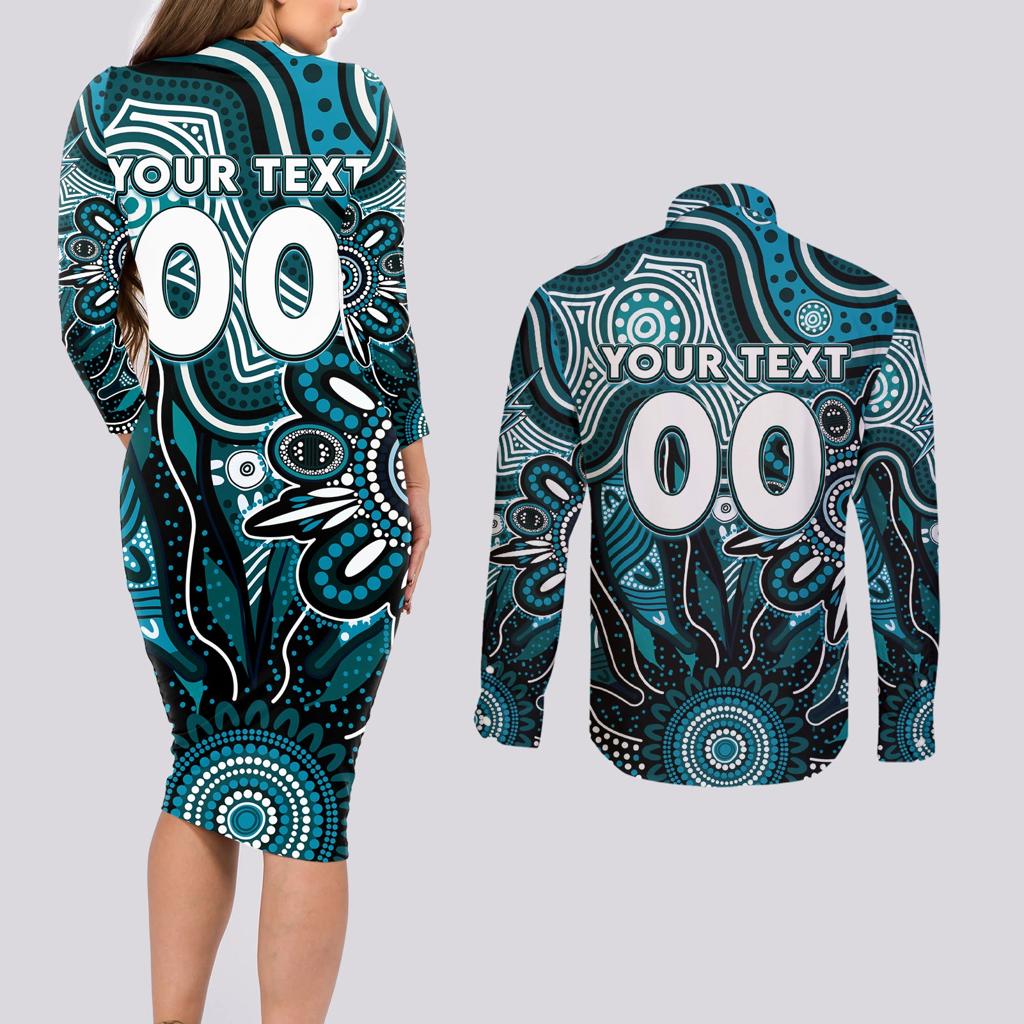 Personalised Power NAIDOC Week 2024 Couples Matching Long Sleeve Bodycon Dress and Long Sleeve Button Shirt Aussie Aboriginal Art