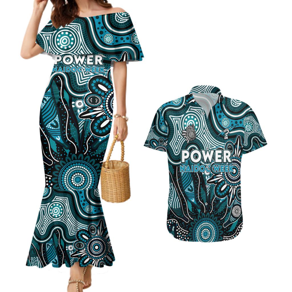 Personalised Power NAIDOC Week 2024 Couples Matching Mermaid Dress and Hawaiian Shirt Aussie Aboriginal Art